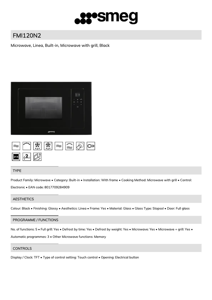 Page 1 de la notice Brochure Smeg FMI120N2