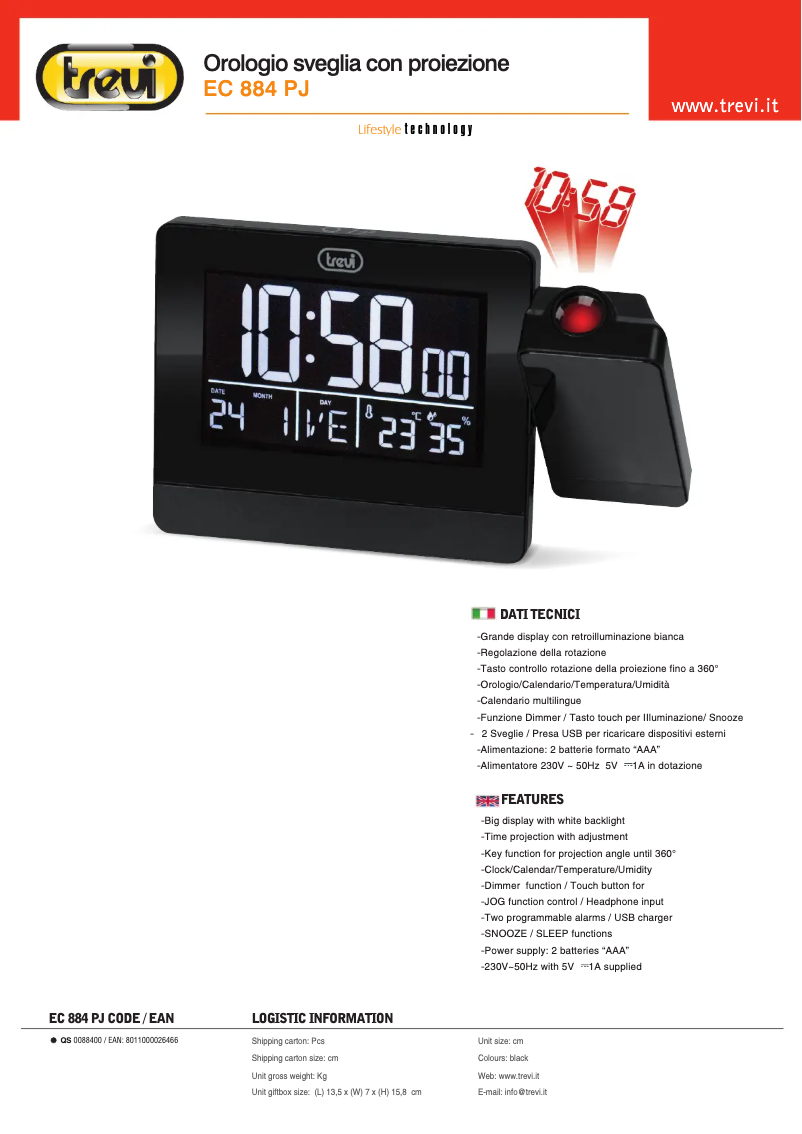 Page n°1 - Manuel utilisateur Trevi EC 884 PJ