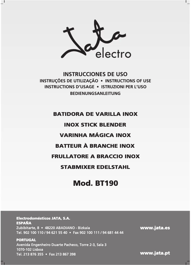 Page 1 de la notice Manuel utilisateur Jata BT190