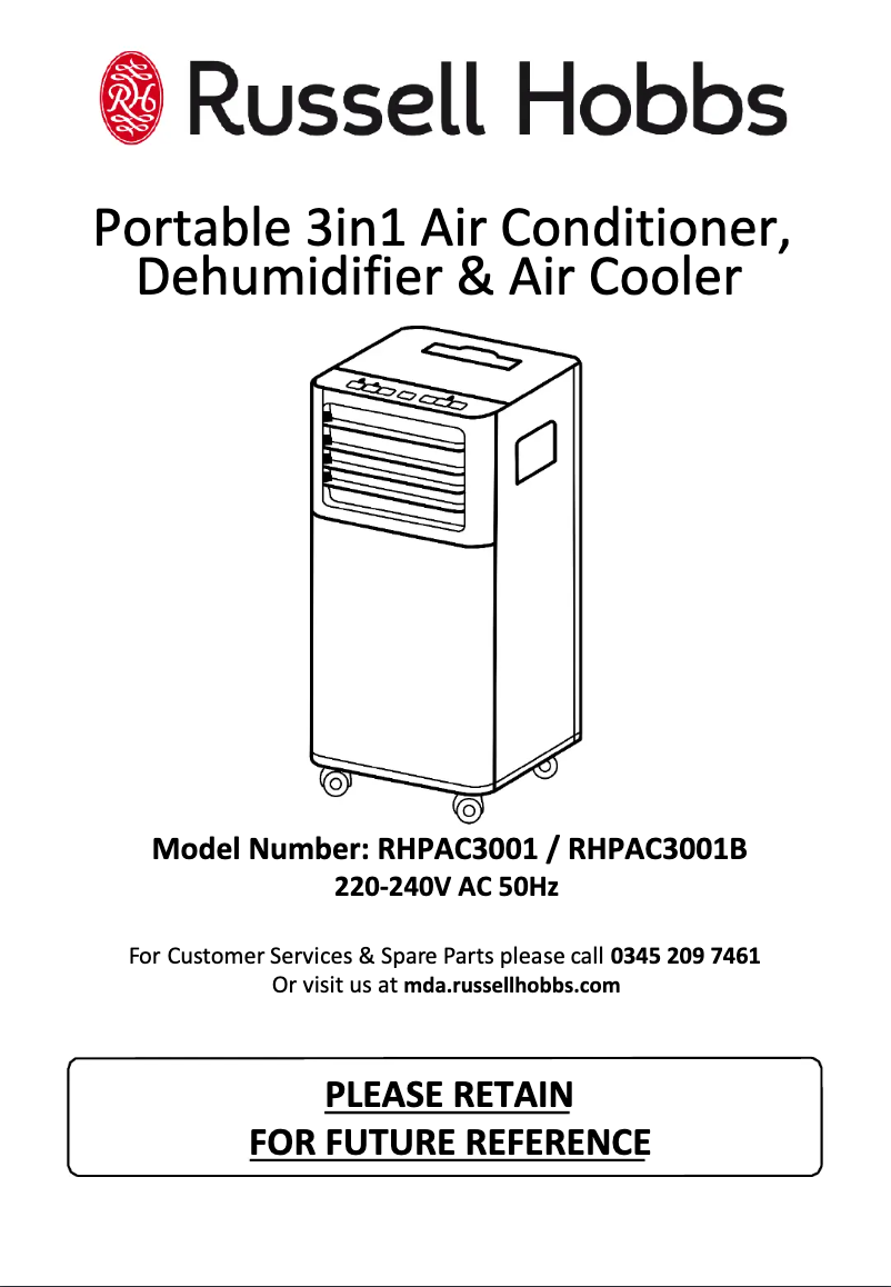 Image de la première page du manuel de l'appareil RHPAC3001B
