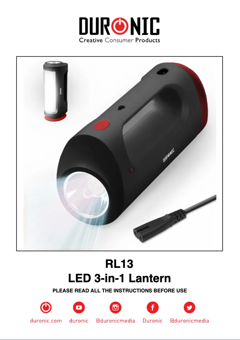 Page 1 de la notice Manuel utilisateur Duronic RL13