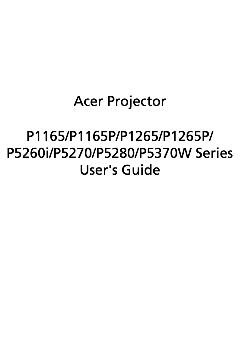 Page n°1 - Manuel utilisateur Acer Professional P5370W