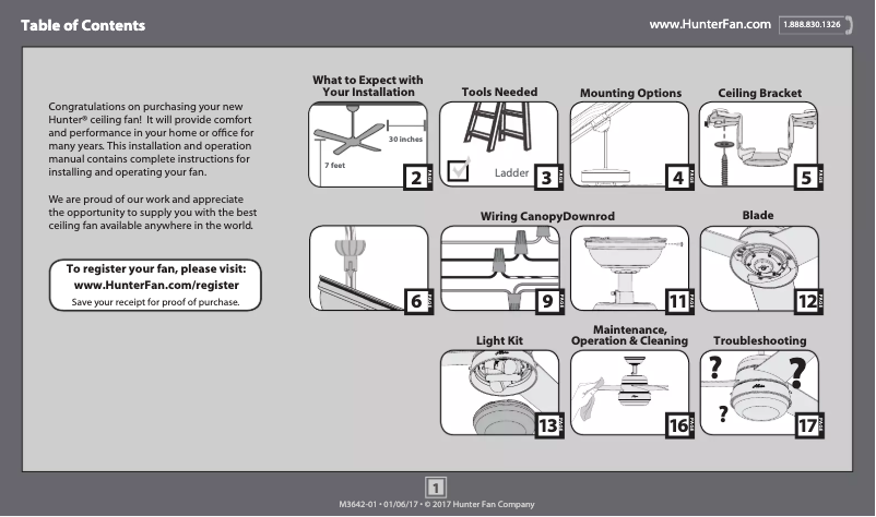 Page 1 de la notice Manuel utilisateur Hunter Aker 59301