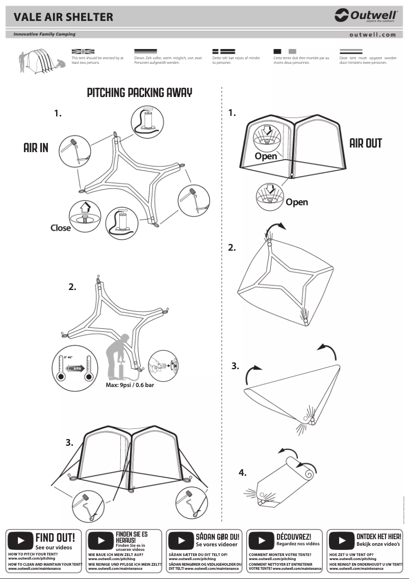 Image de la première page du manuel de l'appareil Vale Air Shelter
