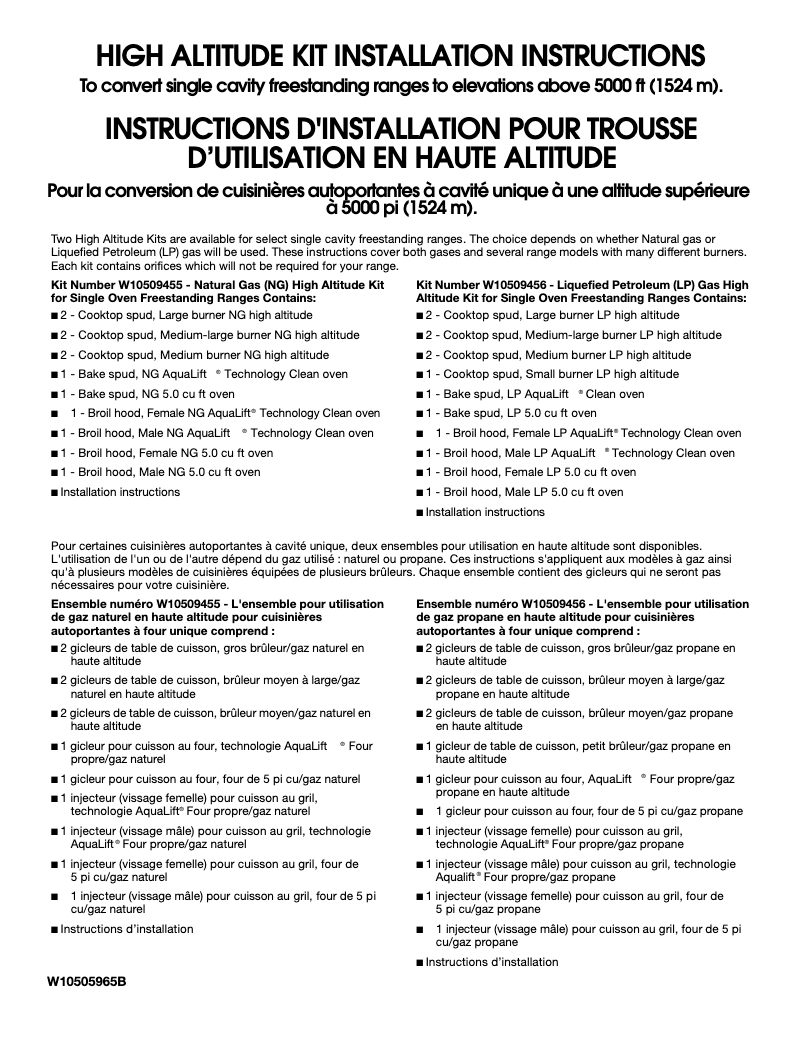 Page 1 de la notice Manuel utilisateur Maytag W10509456