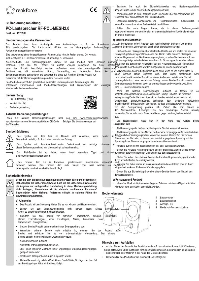 Page 1 de la notice Manuel utilisateur Renkforce RF-PCL-MESH2.0