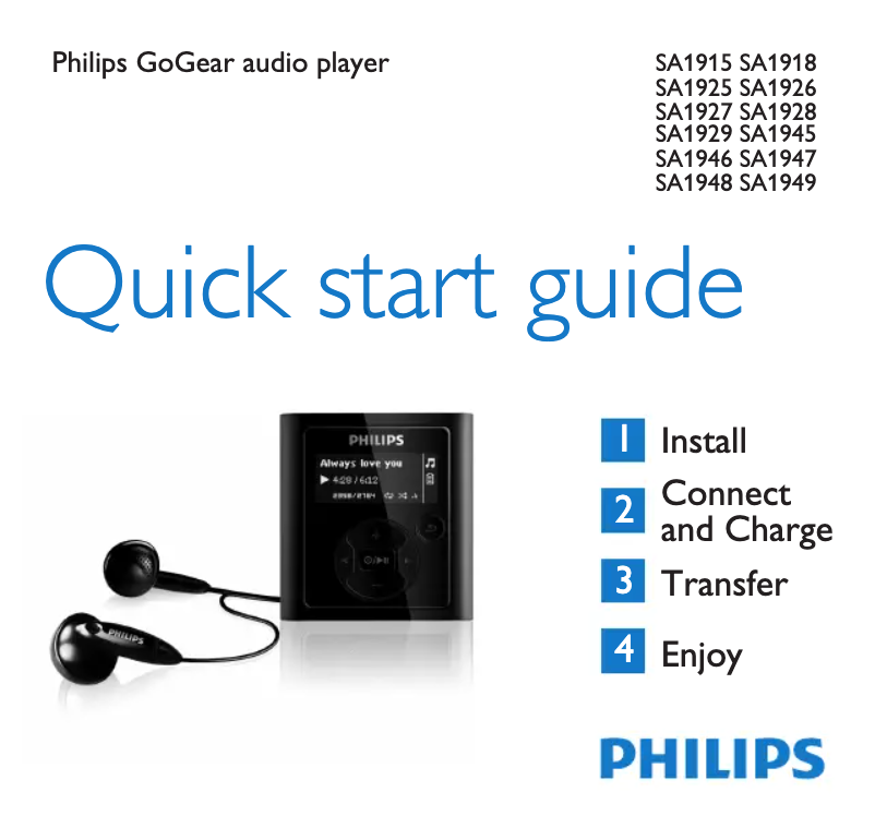 Page n°1 - Guide de démarrage rapide Philips GoGear SA1927
