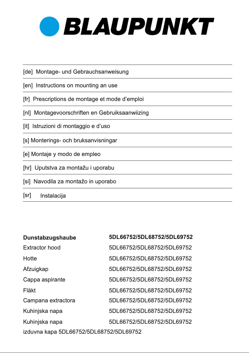 Page n°1 - Manuel utilisateur Blaupunkt 5DL66752