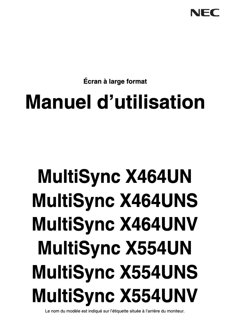 Página 1 del manual Manual de instrucciones NEC MultiSync X554UNS