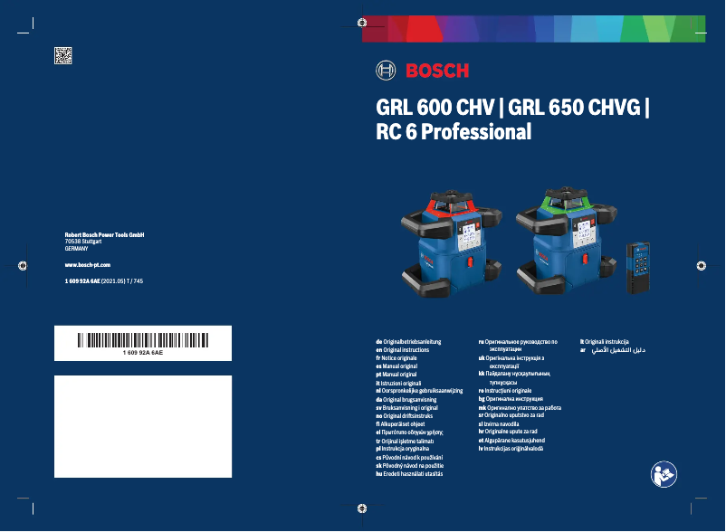 Page 1 de la notice Manuel utilisateur Bosch GRL 600 CHV Professional
