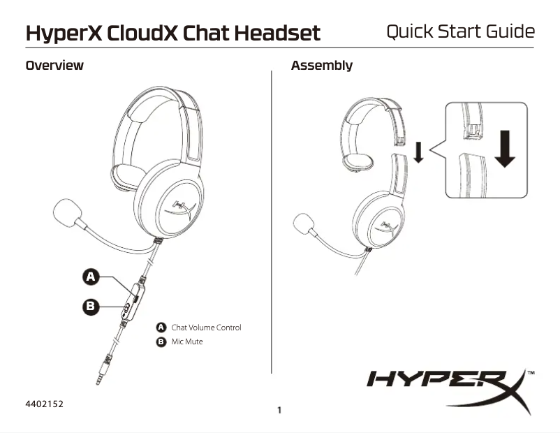 Page 1 de la notice Manuel utilisateur HyperX CloudX Chat