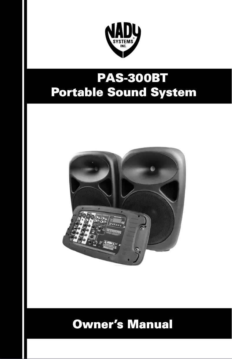 Page 1 de la notice Manuel utilisateur Nady PAS-300BT