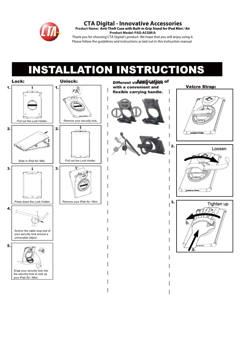 Page 1 de la notice Manuel utilisateur CTA Digital PAD-ACGA