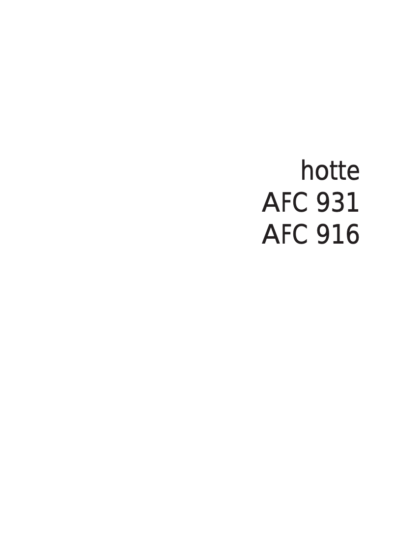 Page n°1 - Manuel utilisateur Arthur Martin-Electrolux AFC931X