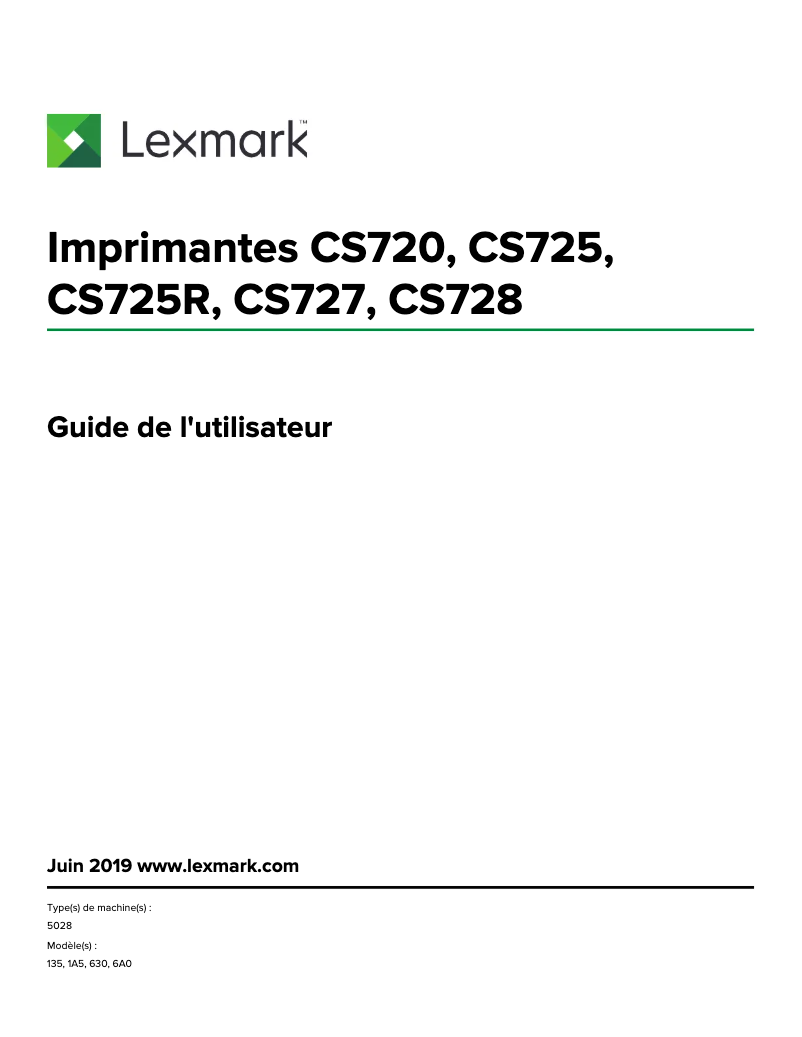 Page 1 de la notice Manuel utilisateur Lexmark CS728