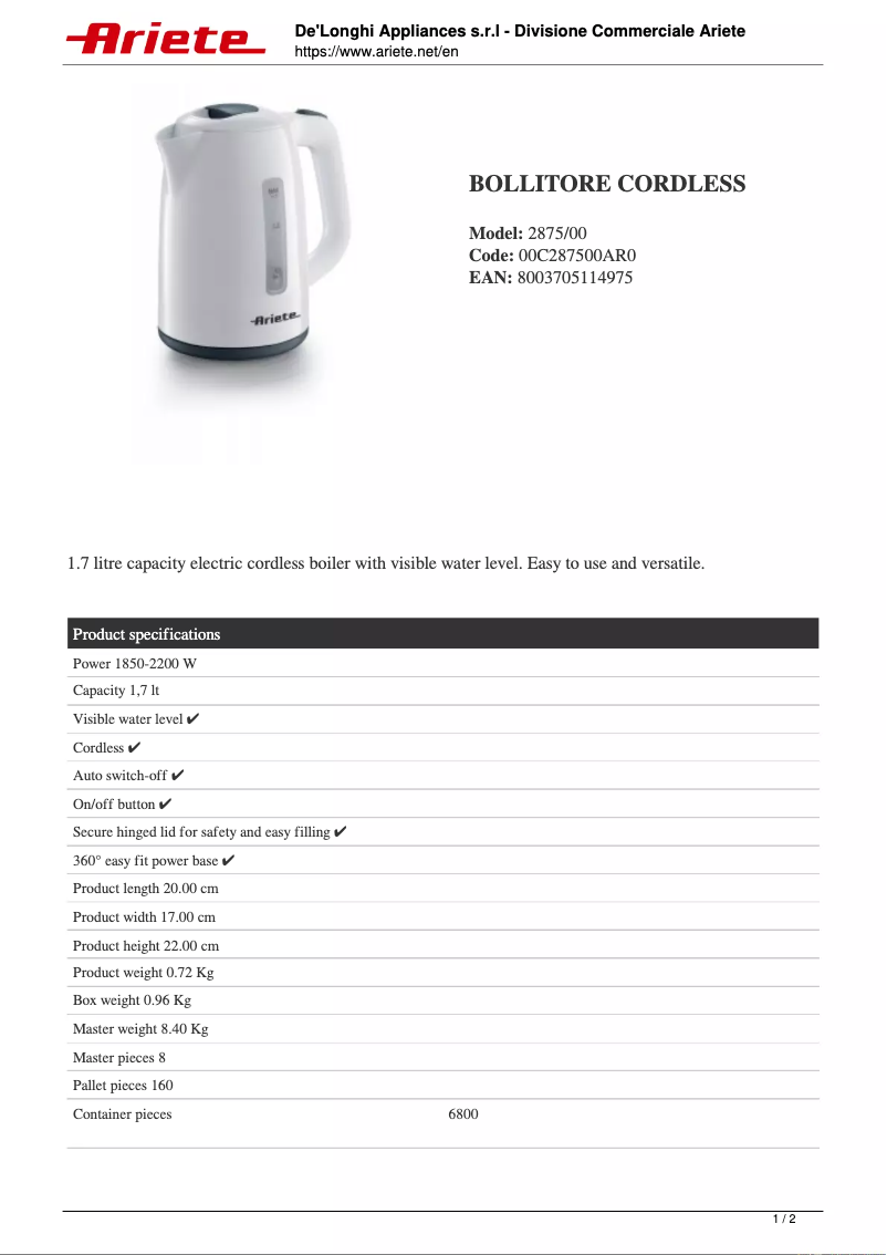 Image de la première page du manuel de l'appareil 2875