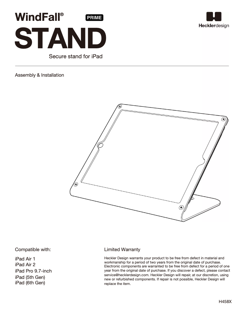 Page 1 de la notice Manuel utilisateur Heckler Design H458-BG