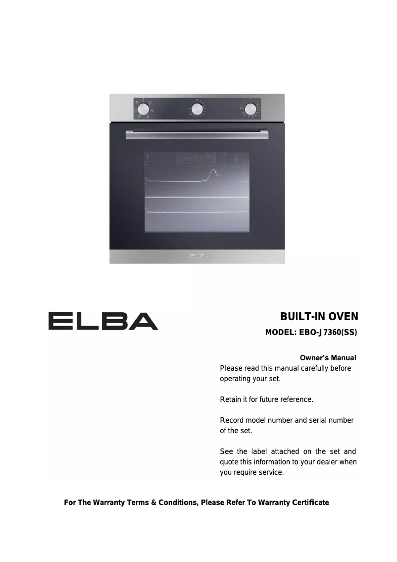 Image de la première page du manuel de l'appareil EBO-J7360(SS)