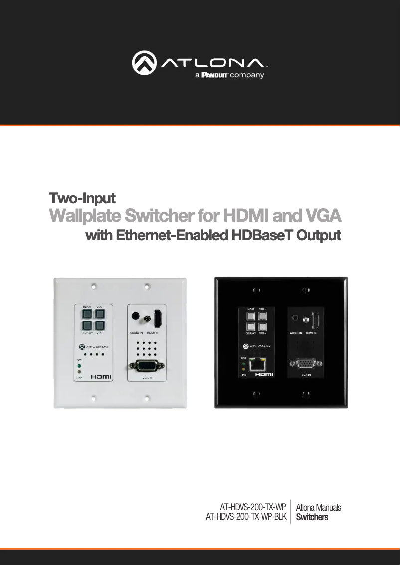 Page 1 de la notice Manuel utilisateur Atlona AT-HDVS-200-TX-WP-BLK