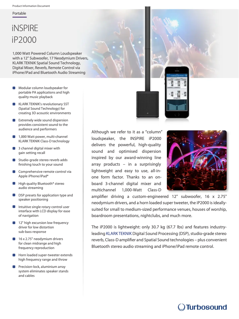 Page n°1 - Fiche technique Turbosound iNSPIRE iP2000 V2