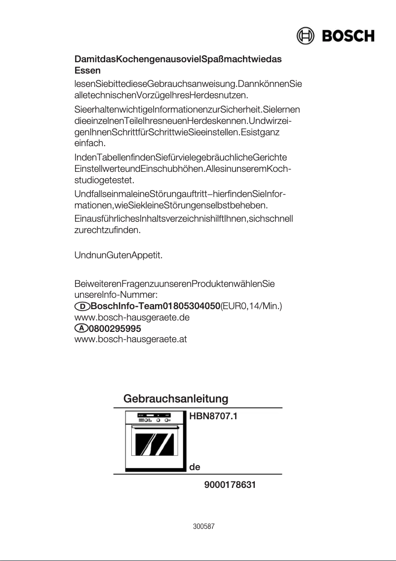 Page 1 of the manual User Manual Bosch HBN870751