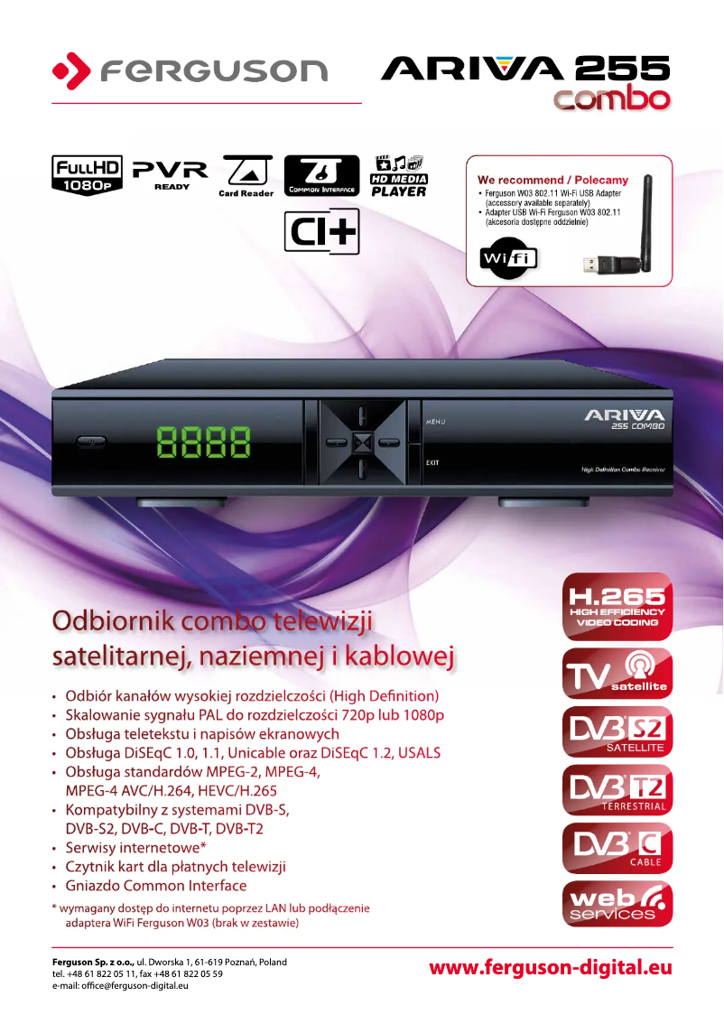 Page 1 de la notice Fiche technique Ferguson Ariva 255Combo