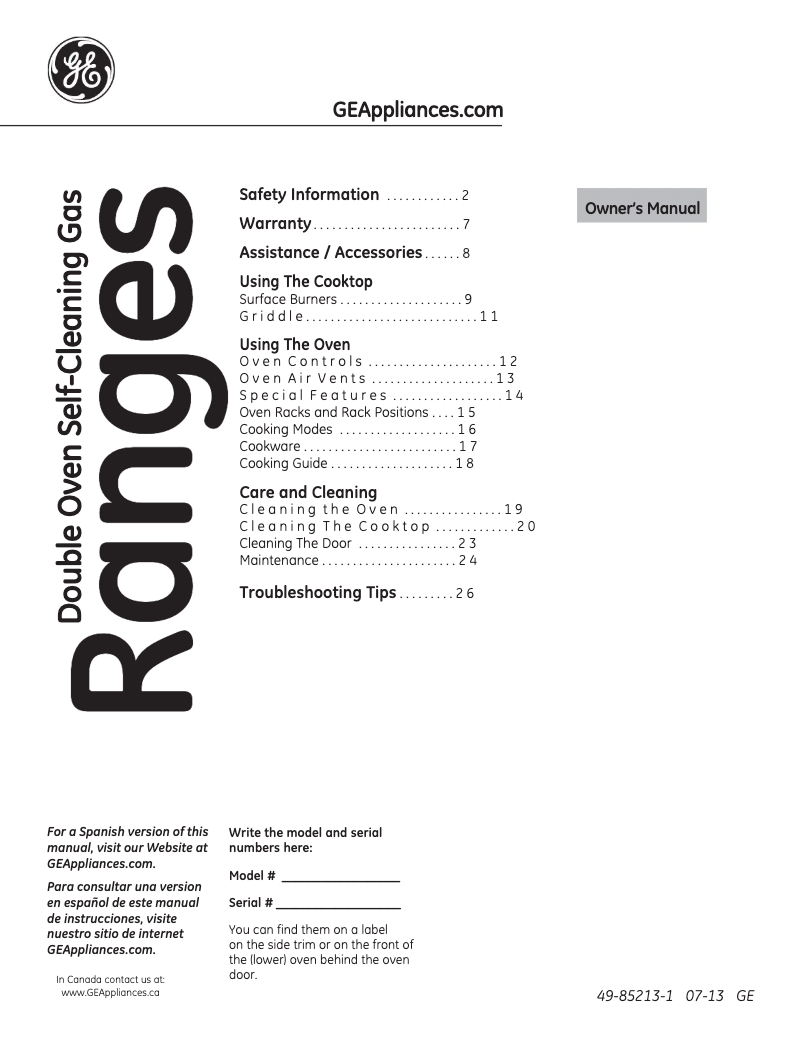 Page n°1 - Guide d'installation GE PGS950EEFES