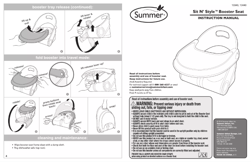 Page 1 de la notice Manuel utilisateur Summer Infant Sit 'N Style