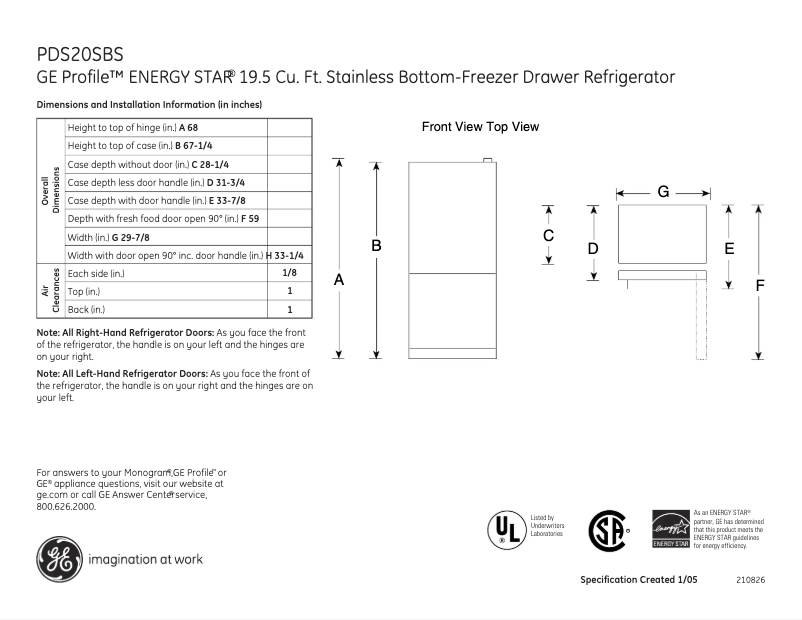 Imagen de la primera página del manual del dispositivo Profile PDS20SBSRSS