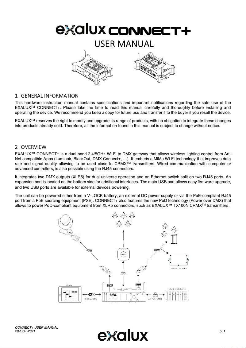 Page n°1 - Manuel utilisateur Exalux Connect+