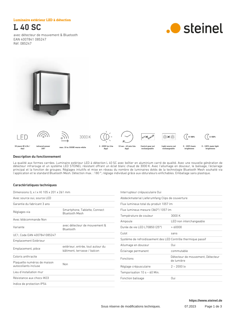 Image de la première page du manuel de l'appareil L 40 SC