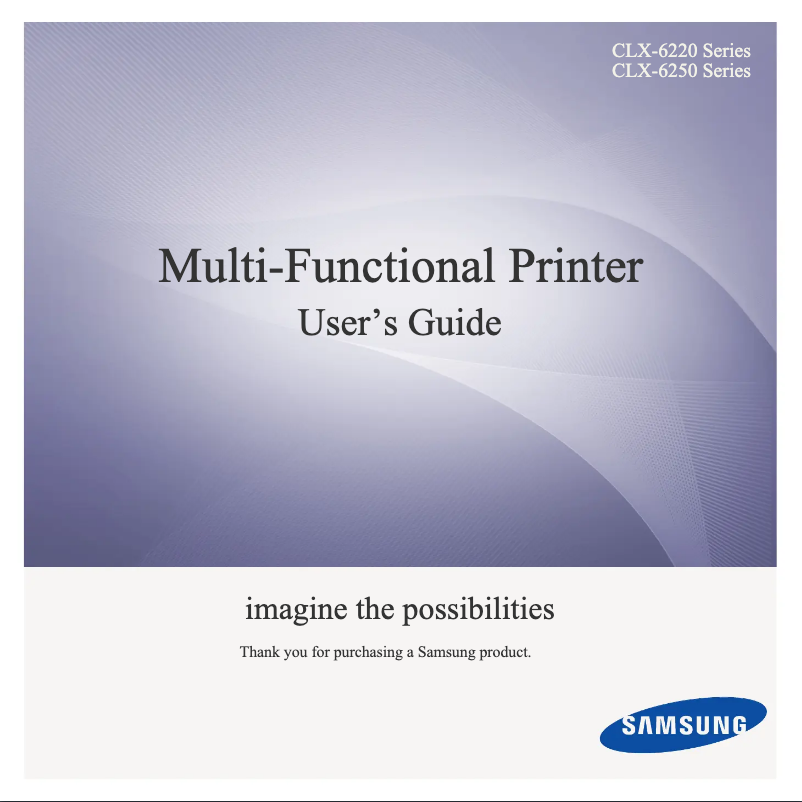 Page 1 de la notice Manuel utilisateur Samsung CLX-6250