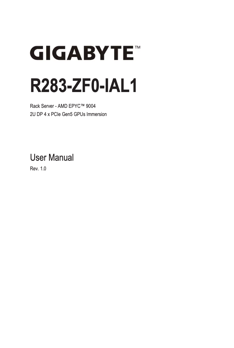 Page n°1 - Manuel utilisateur Gigabyte R283-ZF0