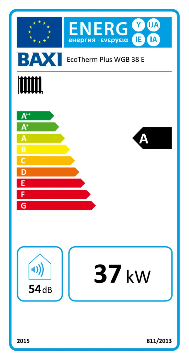 Page 1 de la notice Label énergétique Baxi ISR MODBM