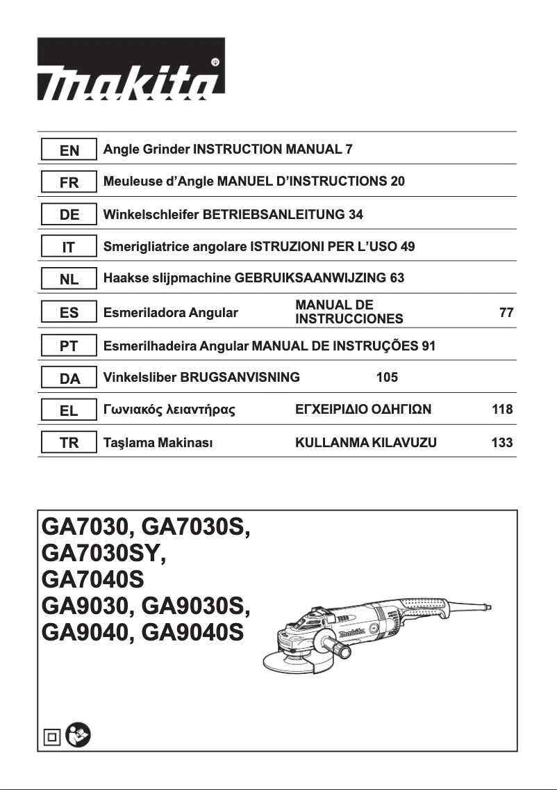 Page n°1 - Manuel utilisateur Makita GA9030