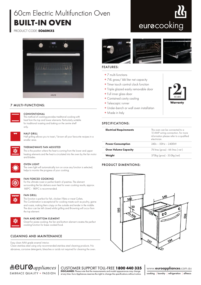 Image de la première page du manuel de l'appareil EO60MXS