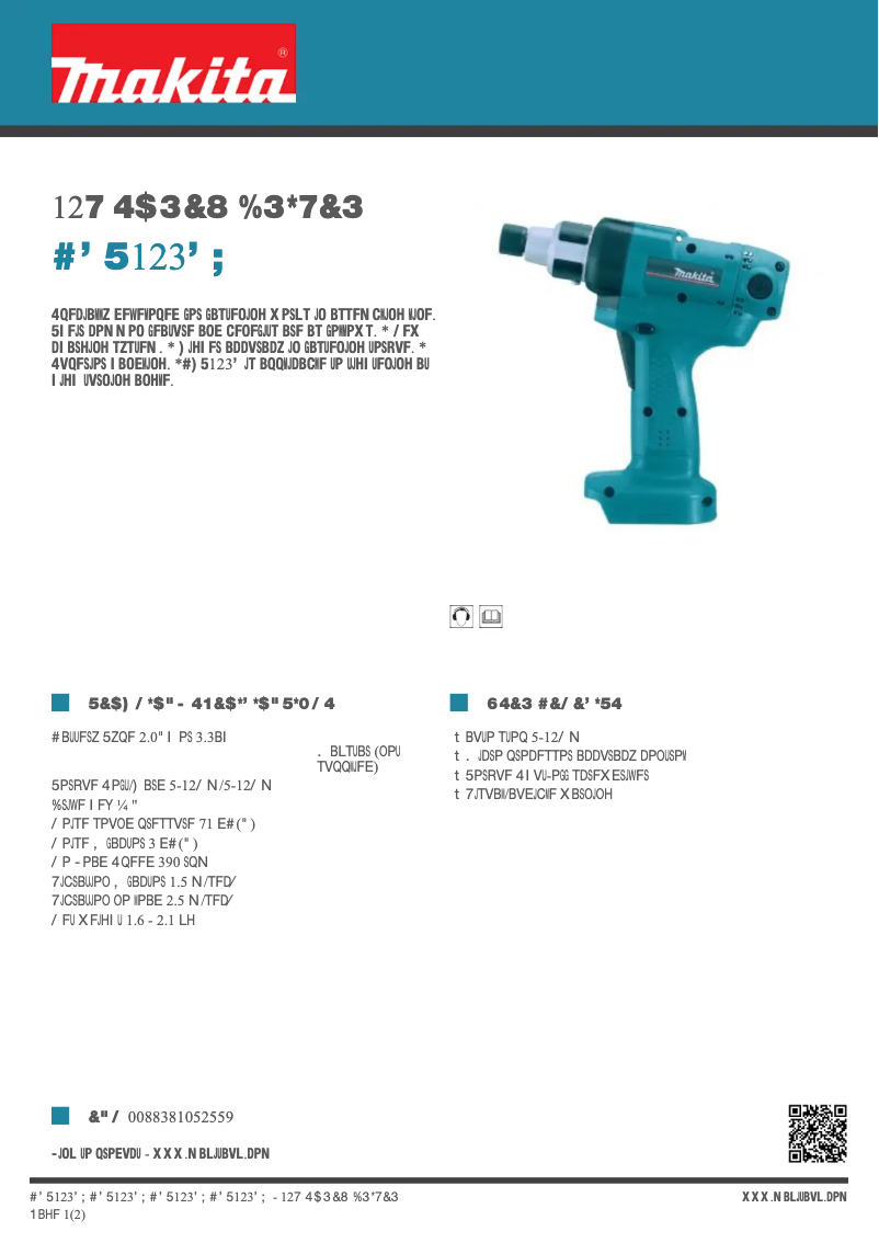 Page n°1 - Fiche technique Makita BFT123FZ