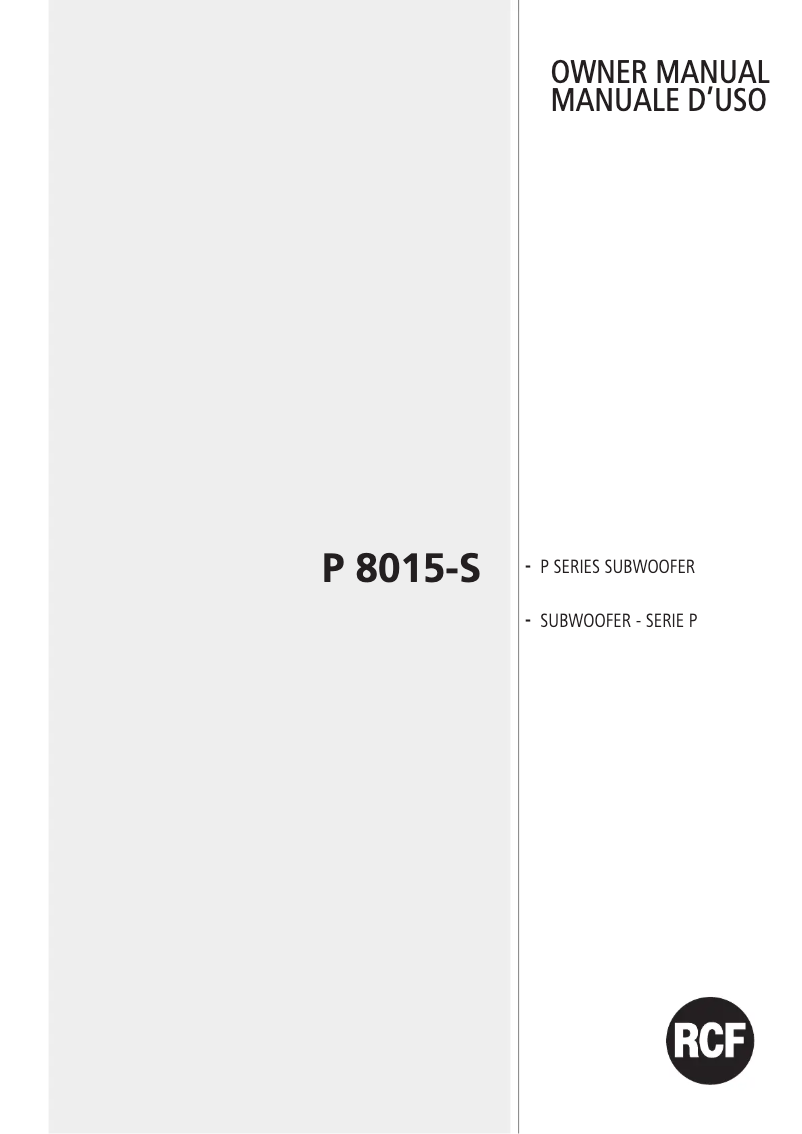 Page 1 de la notice Manuel utilisateur RCF P 8015S