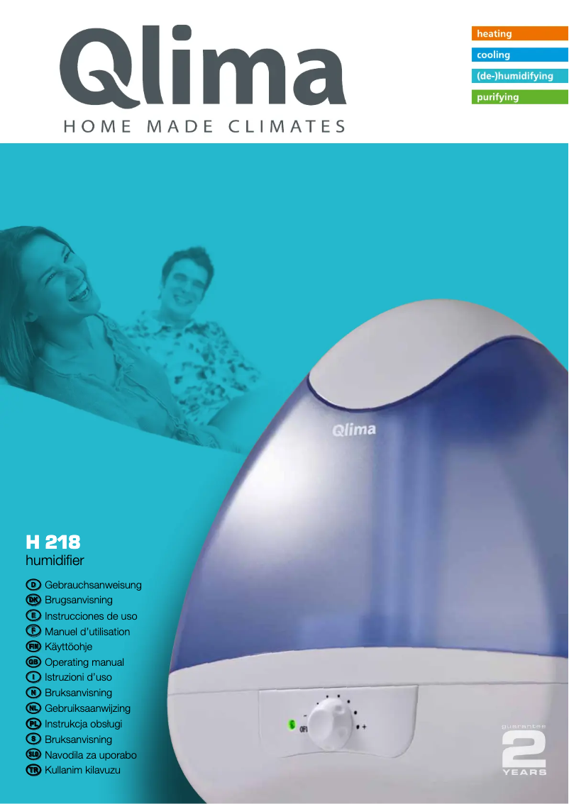 Page 1 de la notice Manuel utilisateur Qlima H218