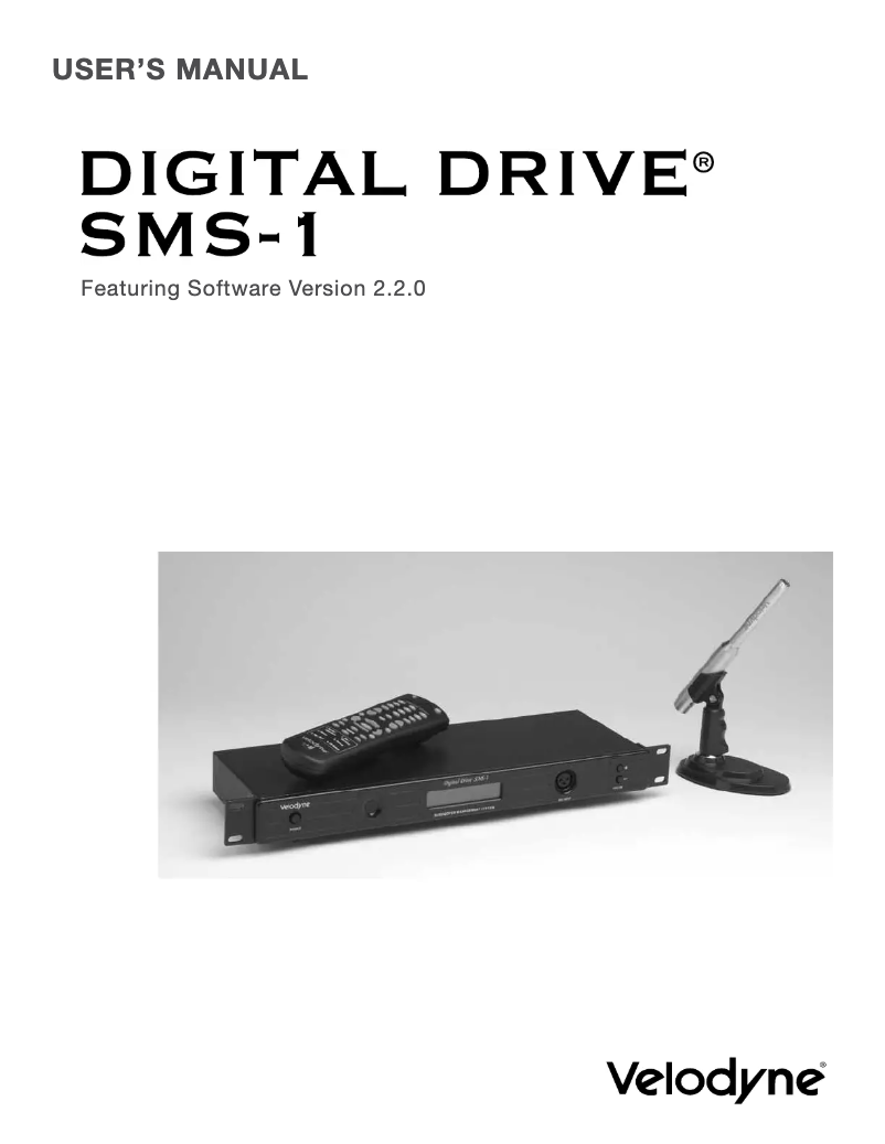 Page 1 de la notice Manuel utilisateur Velodyne SMS-1