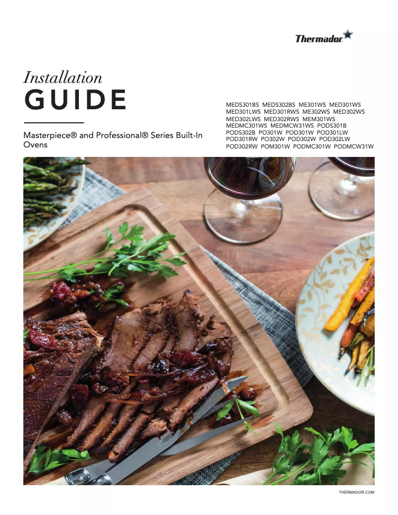 Página 1 del manual Guía de instalación Thermador MED302LWS