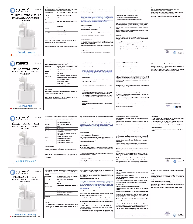 Page 1 de la notice Manuel utilisateur Imperii Electronics TE.03.0315.02