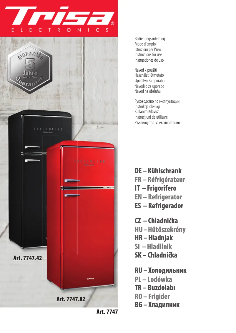 Page 1 de la notice Manuel utilisateur Trisa Frescolino Classic 7747