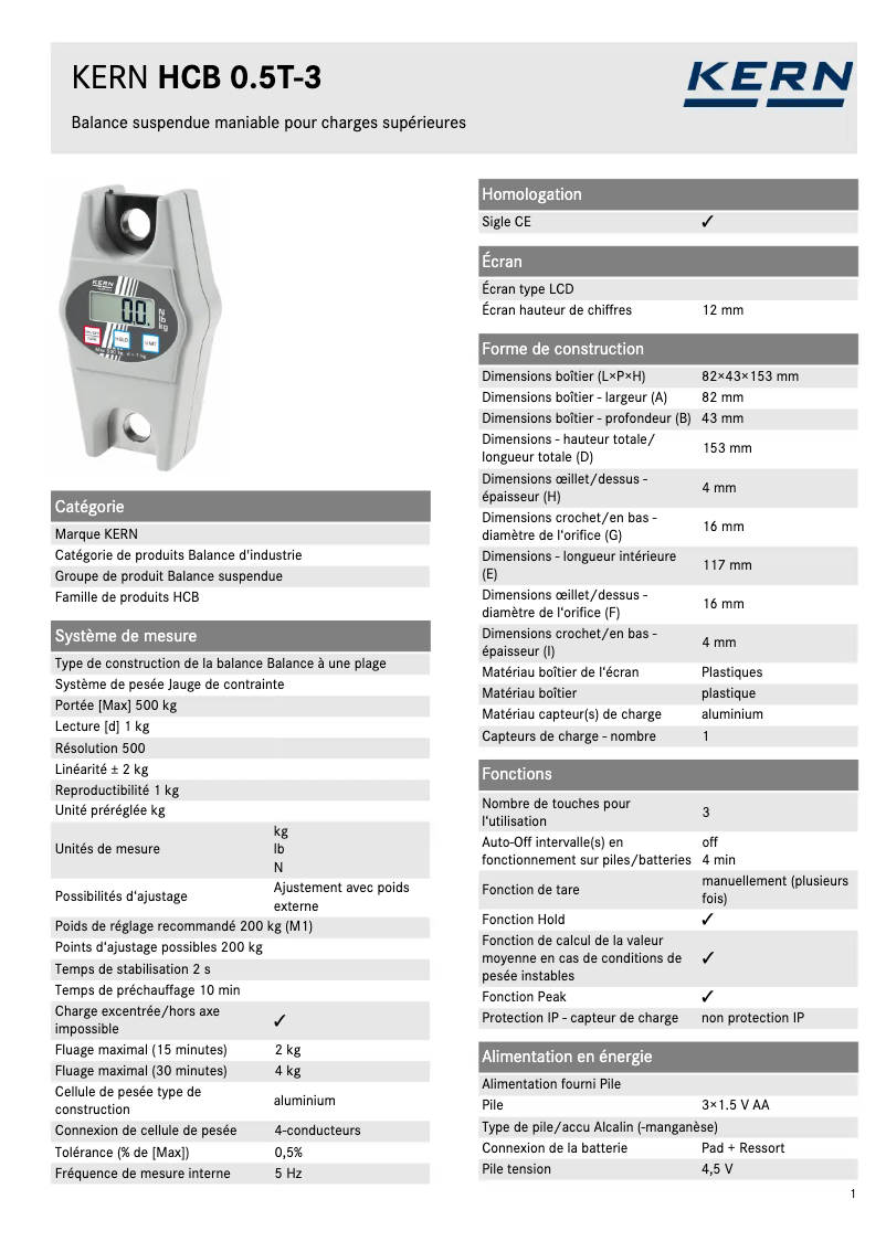 Image de la première page du manuel de l'appareil HCB 0.5T-3