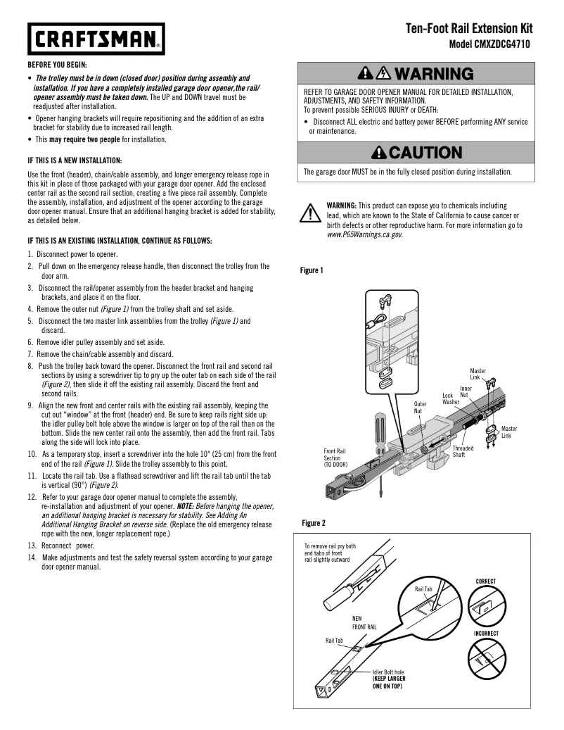 Page 1 de la notice Manuel utilisateur Craftsman CMXZDCG4710