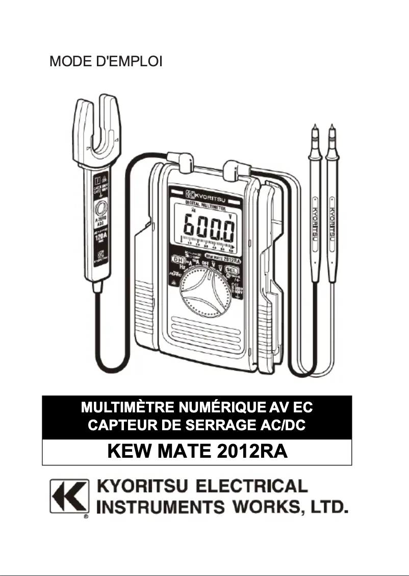 Page 1 de la notice Manuel utilisateur Kyoritsu KEW Mate 2012RA