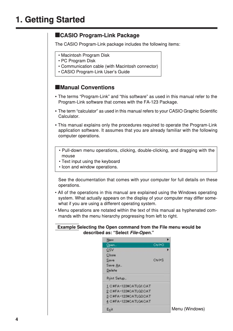 Page 1 de la notice Manuel utilisateur Casio FA-123