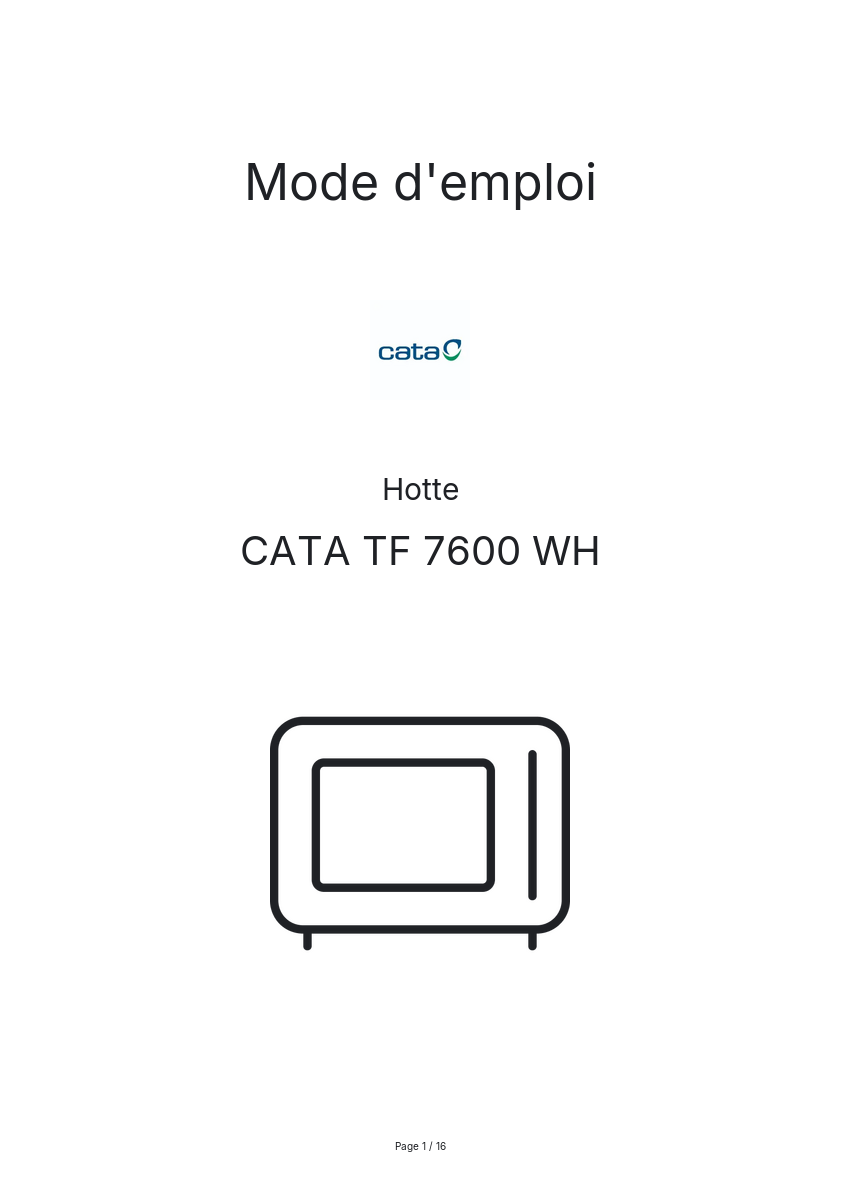 Image de la première page du manuel de l'appareil TF 7600 WH