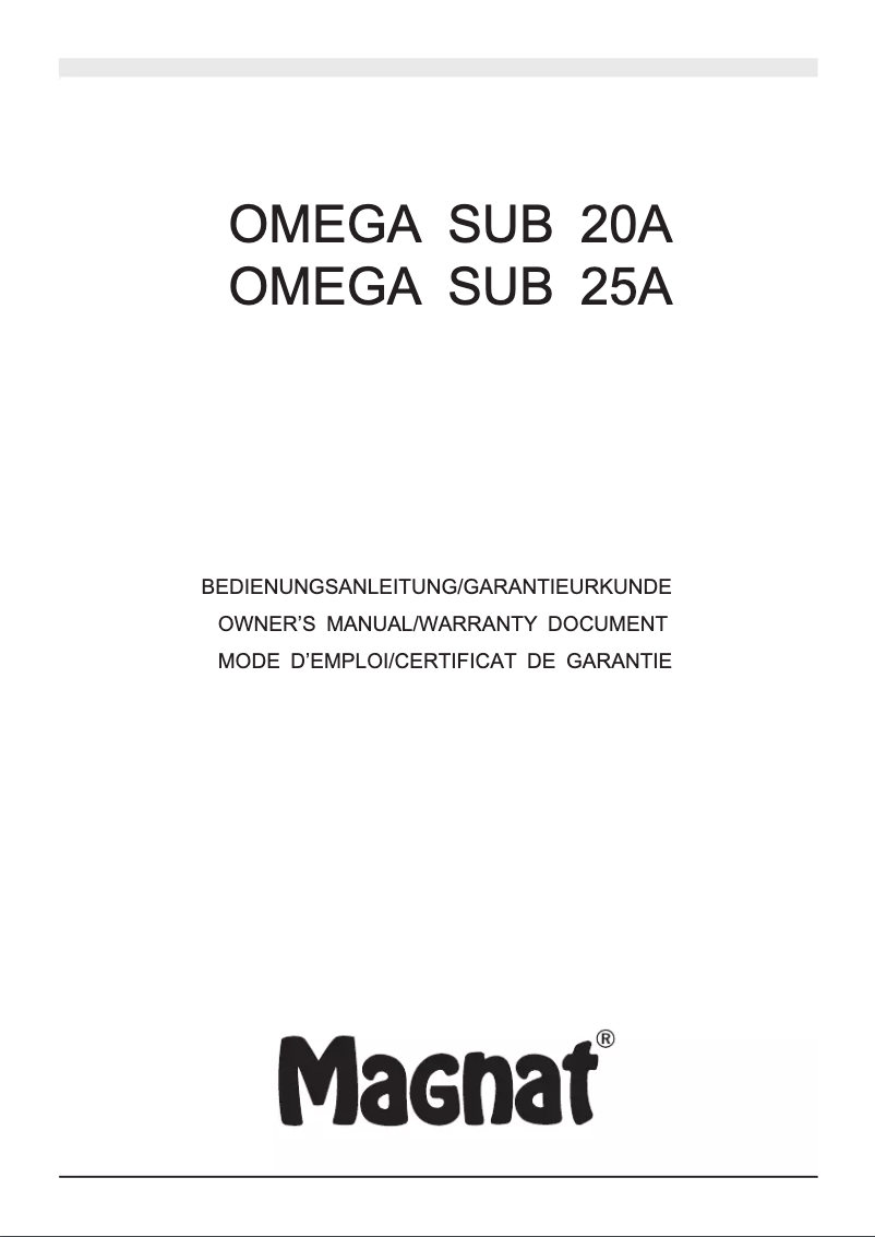 Página 1 del manual Manual de usuario Magnat Omega 20A