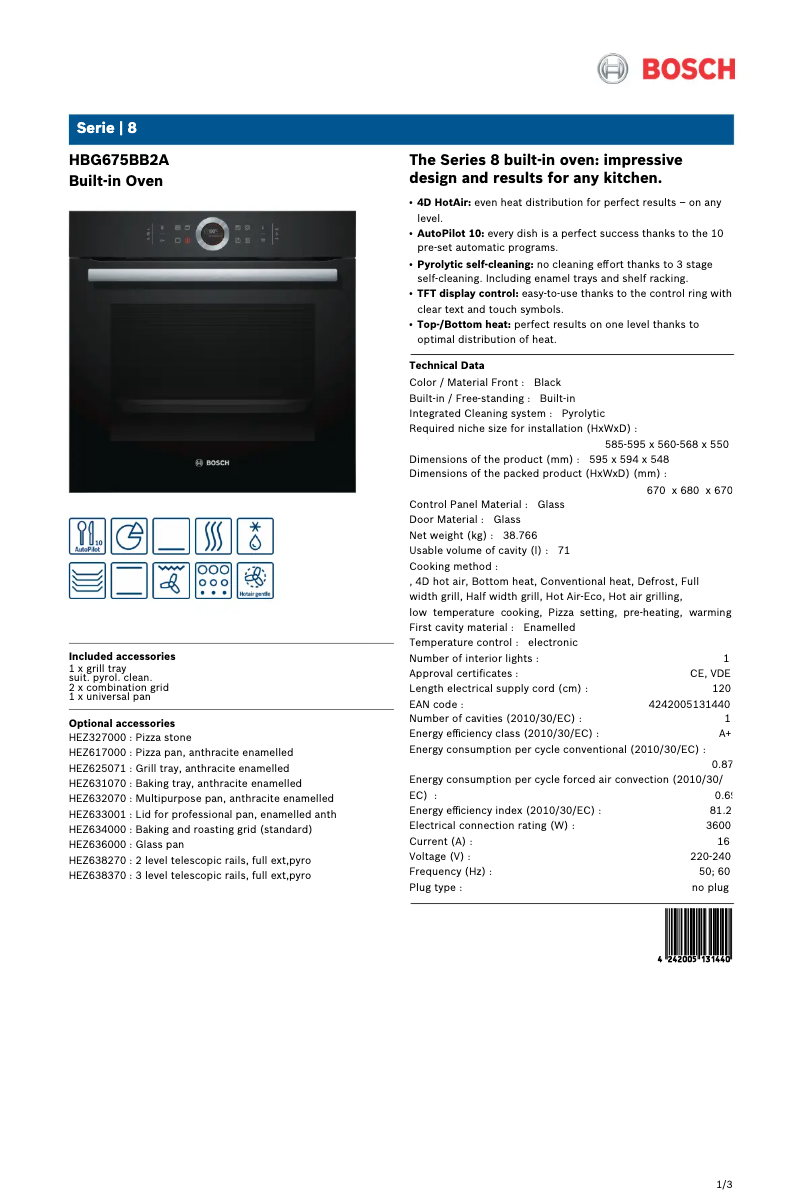 Image de la première page du manuel de l'appareil HBG675BB2A